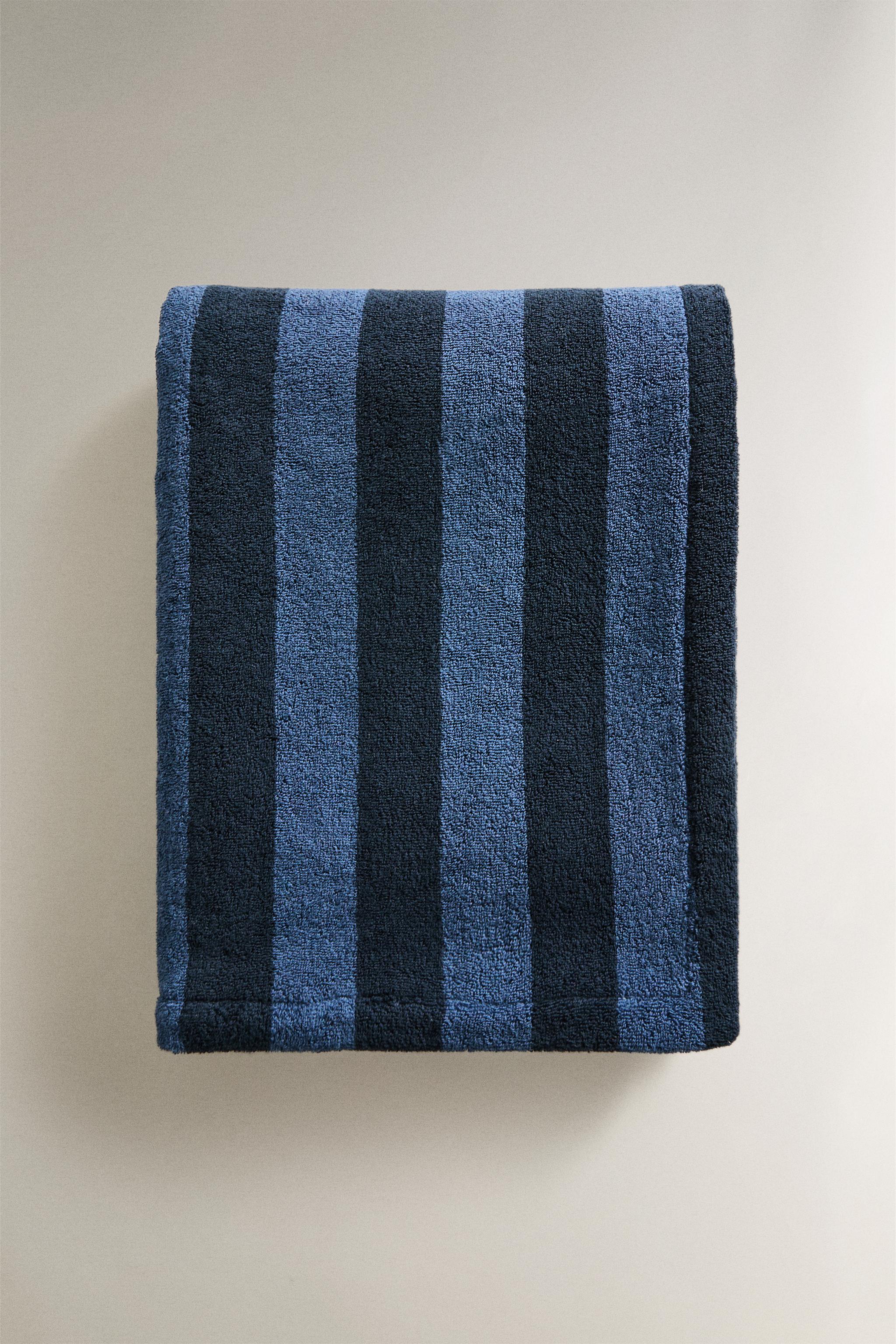 SERVIETTE DE PLAGE RAYURES CONTRASTANTES